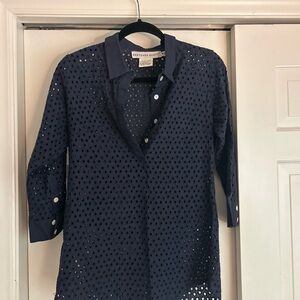 Gretchen Scott Designs Navy Eyelet Tunic